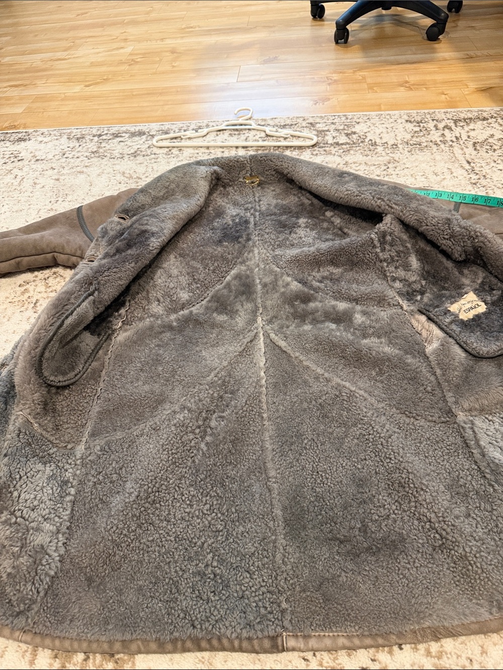 Wool-Lined Taupe Shearling Coat - Women's Long Winter Coat - Picture 7 of 8